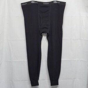 Vintage Carhartt Thermal Pants Mens 2XL Base Layer Waffle Knit Black Made in USA